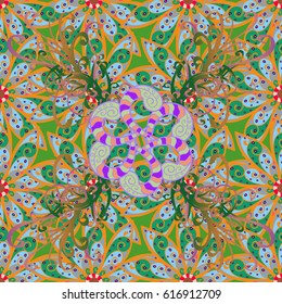 Floral ornament seamless pattern. Round texture in Vector illustration.