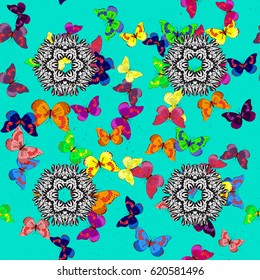 Floral ornament seamless pattern. Round texture in Vector illustration.