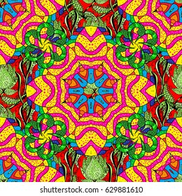 Floral ornament seamless pattern. Round texture in Vector illustration.