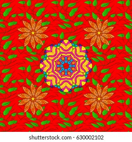 Floral ornament seamless pattern. Round texture in Vector illustration.