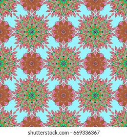 Floral ornament seamless pattern. Round texture in Vector illustration.