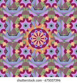 Floral ornament seamless pattern. Round texture in Vector illustration.