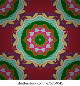 Floral ornament seamless pattern. Round texture in Vector illustration.