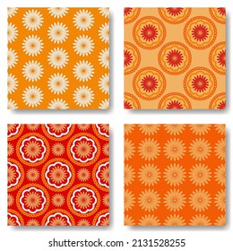 Floral ornament seamless pattern set. Cute and cozy vector backgrounds. Print template