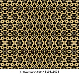 floral ornament. seamless vector pattern. gold on black. interior decoration, wallpaper, presentation, fashion design.