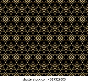 floral ornament. seamless vector pattern. gold on black. interior decoration, wallpaper, presentation, fashion design.