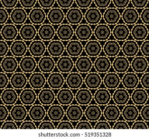 floral ornament. seamless vector pattern. gold on black. interior decoration, wallpaper, presentation, fashion design.