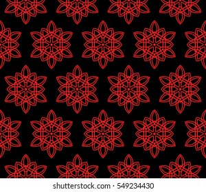 floral ornament. seamless vector pattern. interior decoration, wallpaper, invitation, fashion design. black, red color