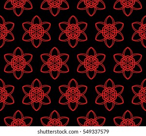 floral ornament. seamless vector pattern. interior decoration, wallpaper, invitation, fashion design. black, red color