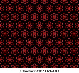 floral ornament. seamless vector pattern. interior decoration, wallpaper, invitation, fashion design. black, red color
