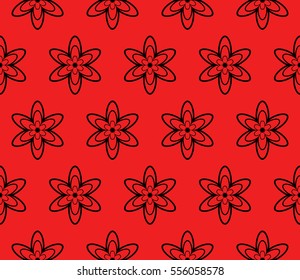 floral ornament. seamless vector pattern. interior decoration, wallpaper, invitation, fashion design. black, red color