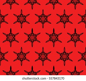floral ornament. seamless vector pattern. interior decoration, wallpaper, invitation, fashion design. black, red color