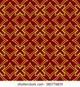 floral ornament. seamless vector pattern. interior decoration, wallpaper, invitation, fashion design. gold, red color