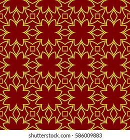floral ornament. seamless vector pattern. interior decoration, wallpaper, invitation, fashion design. gold, red color