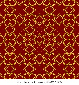 floral ornament. seamless vector pattern. interior decoration, wallpaper, invitation, fashion design. gold, red color