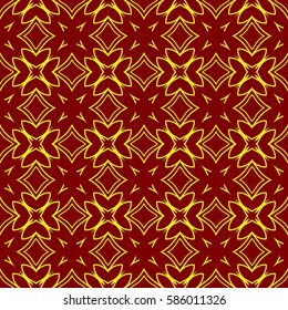 floral ornament. seamless vector pattern. interior decoration, wallpaper, invitation, fashion design. gold, red color