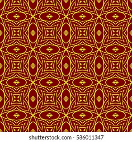 floral ornament. seamless vector pattern. interior decoration, wallpaper, invitation, fashion design. gold, red color