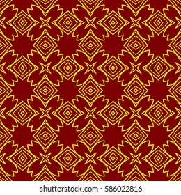 floral ornament. seamless vector pattern. interior decoration, wallpaper, invitation, fashion design. gold, red color