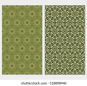Floral ornament. Set of seamless pattern. Vector illustration. For fashion design, wallpaper, invitation. Olive Color