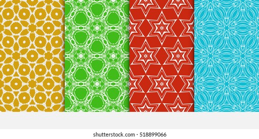 Floral ornament. Set of seamless pattern. Vector illustration. For fashion design, wallpaper, invitation. Color
