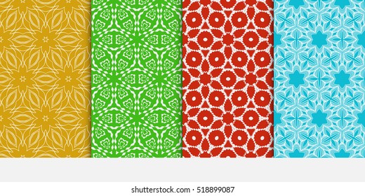 Floral ornament. Set of seamless pattern. Vector illustration. For fashion design, wallpaper, invitation. Color