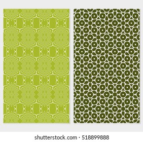 Floral ornament. Set of seamless pattern. Vector illustration. For fashion design, wallpaper, invitation. Olive Color