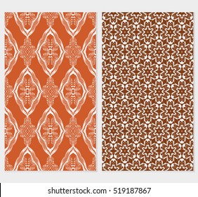 Floral ornament. Set of seamless pattern. Vector illustration. For fashion design, wallpaper, invitation. Chocolate Color