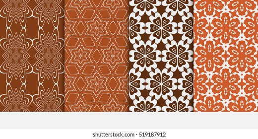 Floral ornament. Set of seamless pattern. Vector illustration. For fashion design, wallpaper, invitation. Chocolate Color