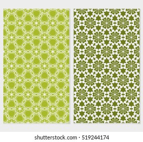 Floral ornament. Set of seamless pattern. Vector illustration. For fashion design, wallpaper, invitation. Olive Color