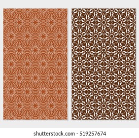 Floral ornament. Set of seamless pattern. Vector illustration. For fashion design, wallpaper, invitation. Chocolate Color