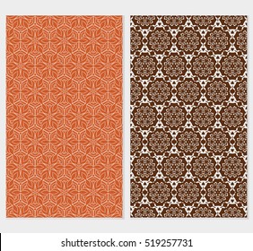 Floral ornament. Set of seamless pattern. Vector illustration. For fashion design, wallpaper, invitation. Chocolate Color