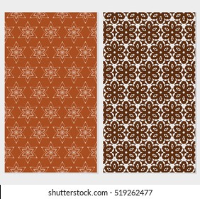 Floral ornament. Set of seamless pattern. Vector illustration. For fashion design, wallpaper, invitation. Chocolate Color