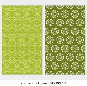 Floral ornament. Set of seamless pattern. Vector illustration. For fashion design, wallpaper, invitation. Olive Color