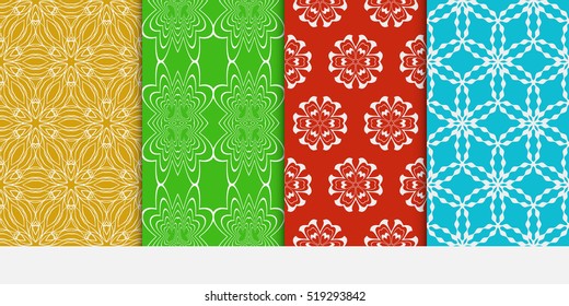 Floral ornament. Set of seamless pattern. Vector illustration. For fashion design, wallpaper, invitation. Color