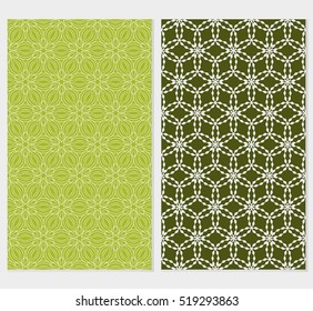 Floral ornament. Set of seamless pattern. Vector illustration. For fashion design, wallpaper, invitation. Olive Color