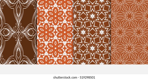 Floral ornament. Set of seamless pattern. Vector illustration. For fashion design, wallpaper, invitation. Chocolate Color