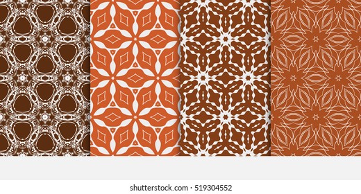 Floral ornament. Set of seamless pattern. Vector illustration. For fashion design, wallpaper, invitation. Chocolate Color