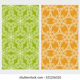 Floral ornament. Set of seamless pattern. Vector illustration. For fashion design, wallpaper, invitation. orange, green Color