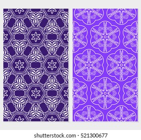 Floral ornament. Set of seamless pattern. Vector illustration. For fashion design, wallpaper, invitation. purple, blue Color