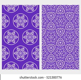 Floral ornament. Set of seamless pattern. Vector illustration. For fashion design, wallpaper, invitation. purple, blue Color