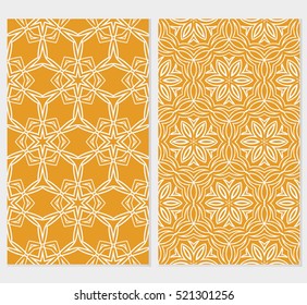 Floral ornament. Set of seamless pattern. Vector illustration. For fashion design, wallpaper, invitation. orange, green Color