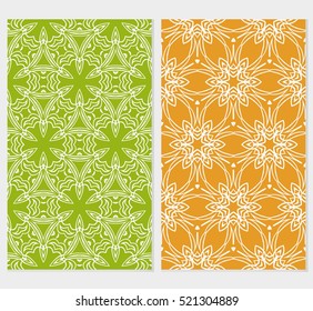 Floral ornament. Set of seamless pattern. Vector illustration. For fashion design, wallpaper, invitation. orange, green Color