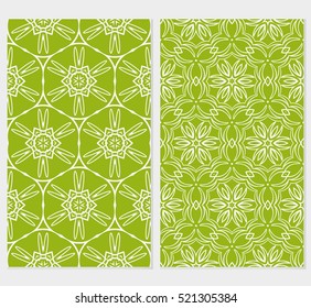 Floral ornament. Set of seamless pattern. Vector illustration. For fashion design, wallpaper, invitation. orange, green Color