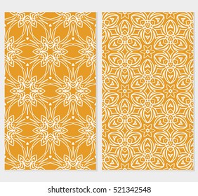 Floral ornament. Set of seamless pattern. Vector illustration. For fashion design, wallpaper, invitation. orange, green Color
