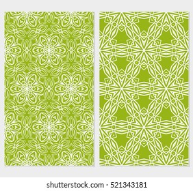 Floral ornament. Set of seamless pattern. Vector illustration. For fashion design, wallpaper, invitation. orange, green Color