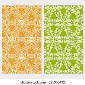 Floral ornament. Set of seamless pattern. Vector illustration. For fashion design, wallpaper, invitation. orange, green Color