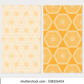Floral ornament. Set of seamless pattern. Vector illustration. For fashion design, wallpaper, invitation.