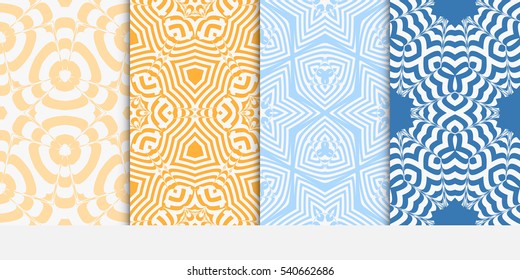 Floral ornament. Set of seamless pattern. Vector illustration. For fashion design, wallpaper, invitation.