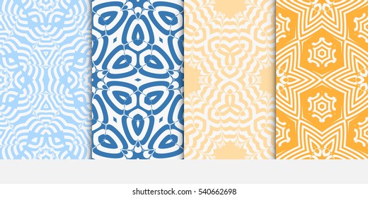 Floral ornament. Set of seamless pattern. Vector illustration. For fashion design, wallpaper, invitation.