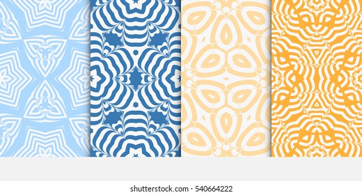 Floral ornament. Set of seamless pattern. Vector illustration. For fashion design, wallpaper, invitation.